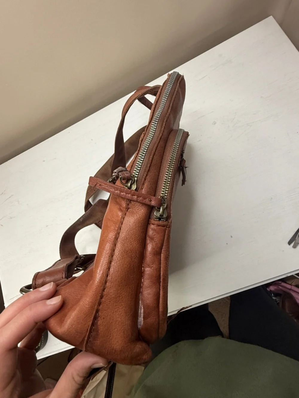 Leather Men's Tan Leather Backpack - Classic Everyday Carry